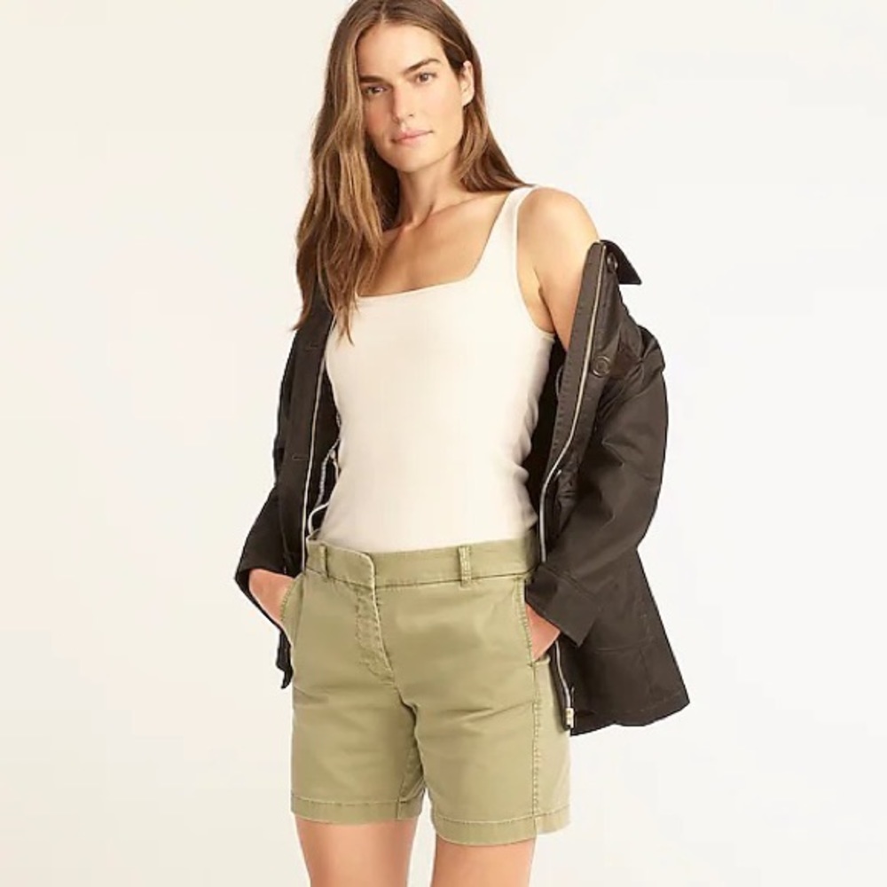 7" stretch chino short olive sand